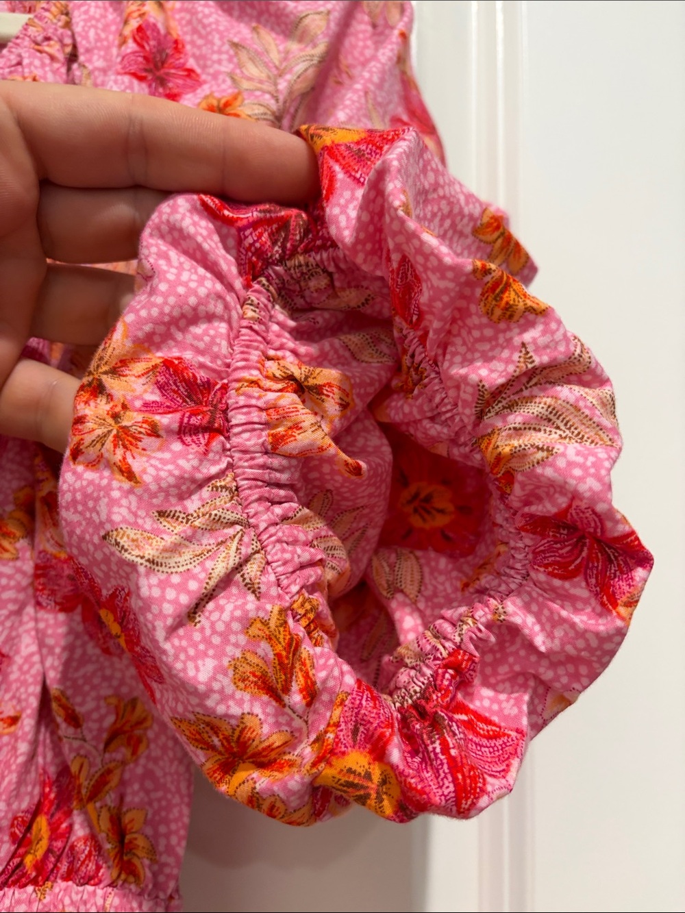 LOFT Pink Floral Puff-Sleeve Peplum Blouse, Small - Picture 5 of 7